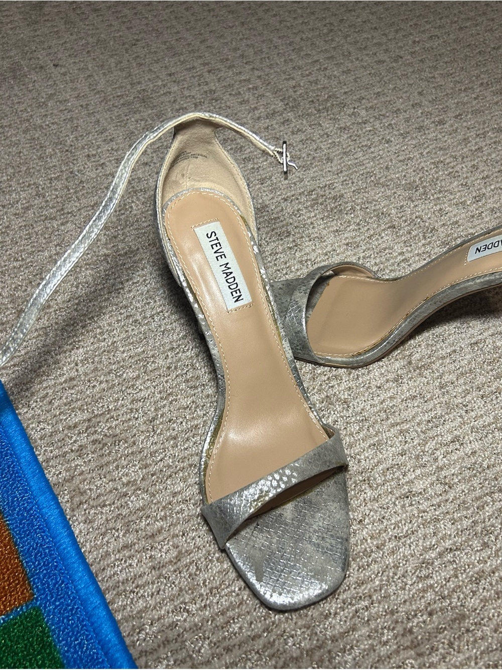 Steve Madden Silver Metallic Ankle-Tie Heels